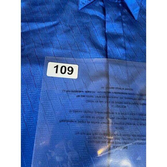 MENS ALBERTO CELINI BLUE TONE ON TONE SHIRT FRONT POCKET FRENCH CUFF XL RARE! - Picture 4 of 6